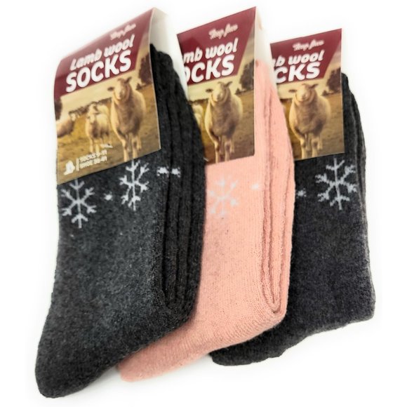 iBerryNYC Accessories - 3 Pairs Women's Lamb Wool Crew Socks, Thermal Warm Winter Heavy Duty Boot Socks